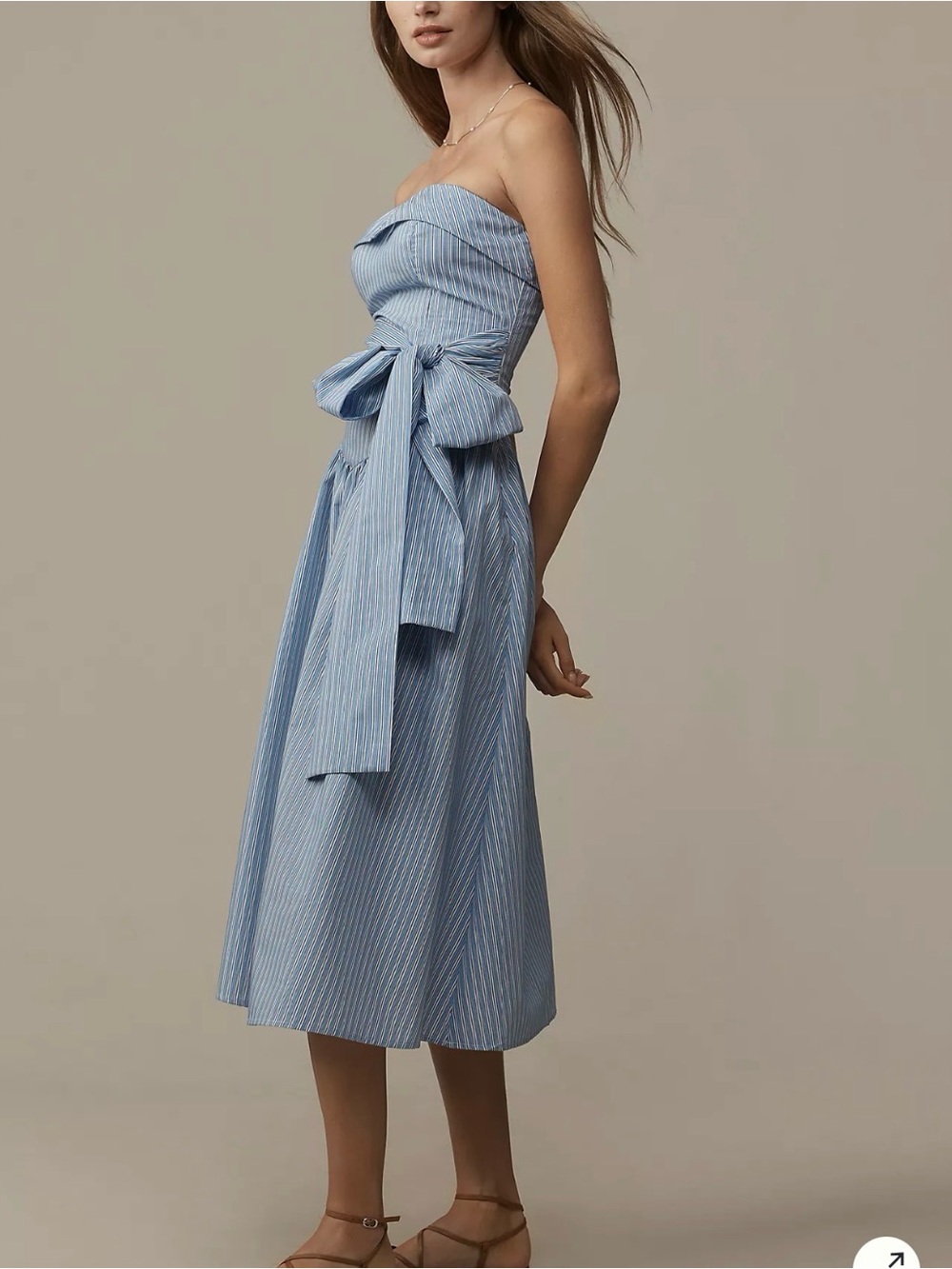 Anthropologie Mare Mare Strapless Shirting Midi Dress